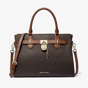 MICHAEL KORS Hamilton Medium Logo brown satchel